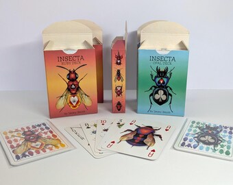 Last few numbered Insecta - Ruby & Opal decks: Limited edition 56 Card Poker Deck - Playing Card Art of insects - proceeds donated, read FAQ