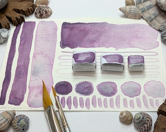 May purple - wild lilacs: soft violet handmade watercolour paint - granulating hand-mulled watercolor in 3 pan sizes. Made with vegan binder
