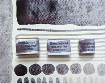 Thunderhead: dark stormy granulating handmade watercolour paint with complex undertones. Vegan watercolor paints in half/quarter/eighth pans