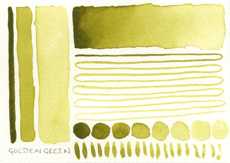 Foliage greens: handmade watercolour set of 4 green leaf hues ideal for plants/botanical art, made with vegan watercolor binder, 3 pan sizes image 5