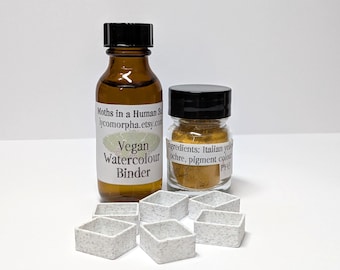 Make your own watercolour paint: made-to-order kit of vegan binder, pigment, half-pans, & instructions for making your own watercolour paint
