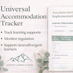 Universeller Anpassungs-Tracker | Neurodivergente Lernhilfe | Homeschool Exekutivfunktionswerkzeug