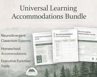 Universal Learning Accommodations Bundle Neurodivergent Classroom and Homeschool Executive Function and Regulation Tools