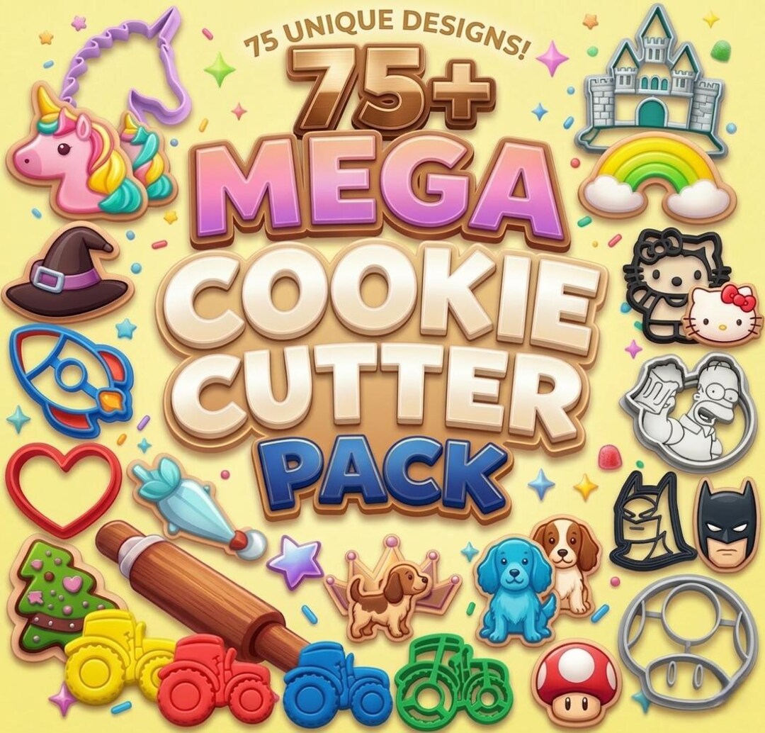75+ Cookie Cutter STL Files | 3D Printable Baking Bundle (digital ...