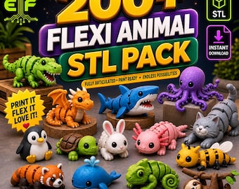 200+ Flexi Animals STL Pack | Articulated 3D Print Files (STL ) Commercial Use