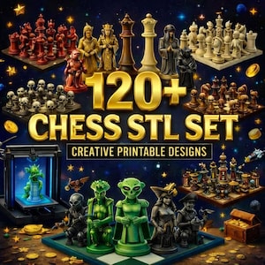 120+ Chess Set STL Bundle | 3D Printable Chess Pieces Collection | Digital Download
