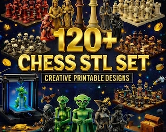120+ Chess Set STL Bundle | 3D Printable Chess Pieces Collection | Digital Download