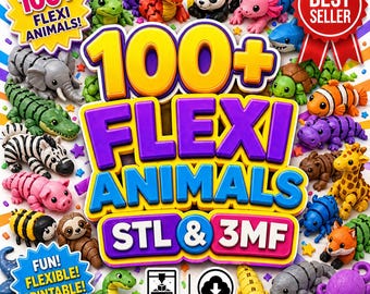 100 Flexi Animals STL Bundle | 3D Printable Articulated Toys (Instant Download)