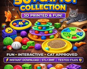 50+ 3D Printable Cat Toys – Fun for Cats & Kittens (Instant Download)