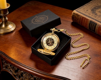Mechanische Vintage Taschenuhr mit individueller Gravur für die Trauzeugen