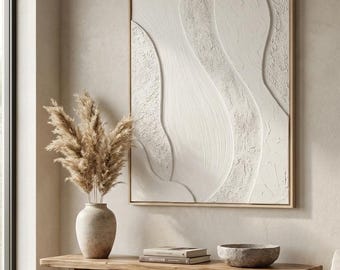 Minimalist Textured Wall Art - Abstract Organic Plaster Art - Modern Wabi-Sabi Home Decor -  Monochromatic 3D Plaster Painting