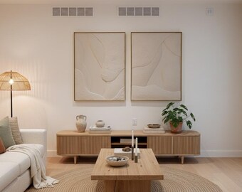 Handmade Plaster Wall Art Set – Minimalist Organic Texture, Wabi-Sabi Decor