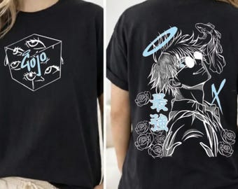 Satoru Gojo Premium DTG impression Tshirt The Culling Game Dark Fantasy Anime Streetwear Manga méchant Otaku T-shirt Anime vintage JJK Fan cadeau