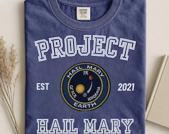 Projet de couleurs de confort Je vous salue Marie, vaisseau spatial unisexe, t-shirt unisexe fusée de science-fiction, illustration Rocky Amaze, t-shirt amateur de livres, t-shirt extraterrestre drôle