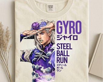 JOJO STEEL Ball Run T-Shirt Comfort Colors Movie TV Show Lover Shirt Johnny Joestar Gyro Go Go Zeppeli Hearthrob Anime Character Tee