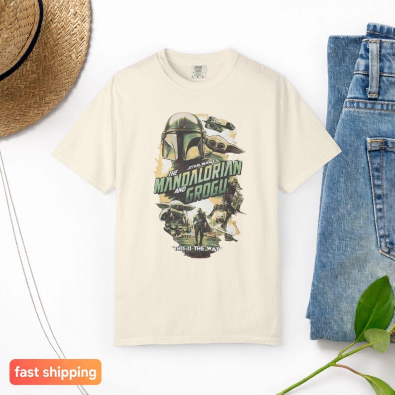 Comfort Colors Premium DTG Print Mandalorian Grogu Unisex Shirt Din Djarin Star War T-Shirt This Is The Way Tee Pedro Pascal Disneyland Gift image 6