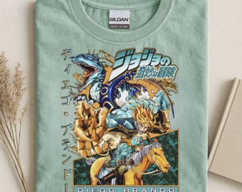 DIEGO BRANDOOOO UNIsex Gildan JoJo's Bizarre Adventure Steel Ball Run Camiseta Anime TV Show Camiseta Gráfico Camiseta Regalo para Papá
