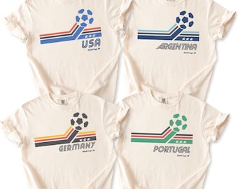 Comfort Colors® Unisex Retro Fotbollströjor: Brasilien, Argentina, USA, Mexiko, England, Portugal, Frankrike, Tyskland! VM 2026.
