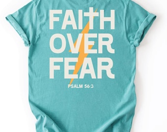 Komfortfärger tro över rädsla | Unisex, barn, blixt-T-shirt, Psalm 56:3 t-shirt, Jesus-T-shirt, kristen t-shirt, bibelvers-T-shirt