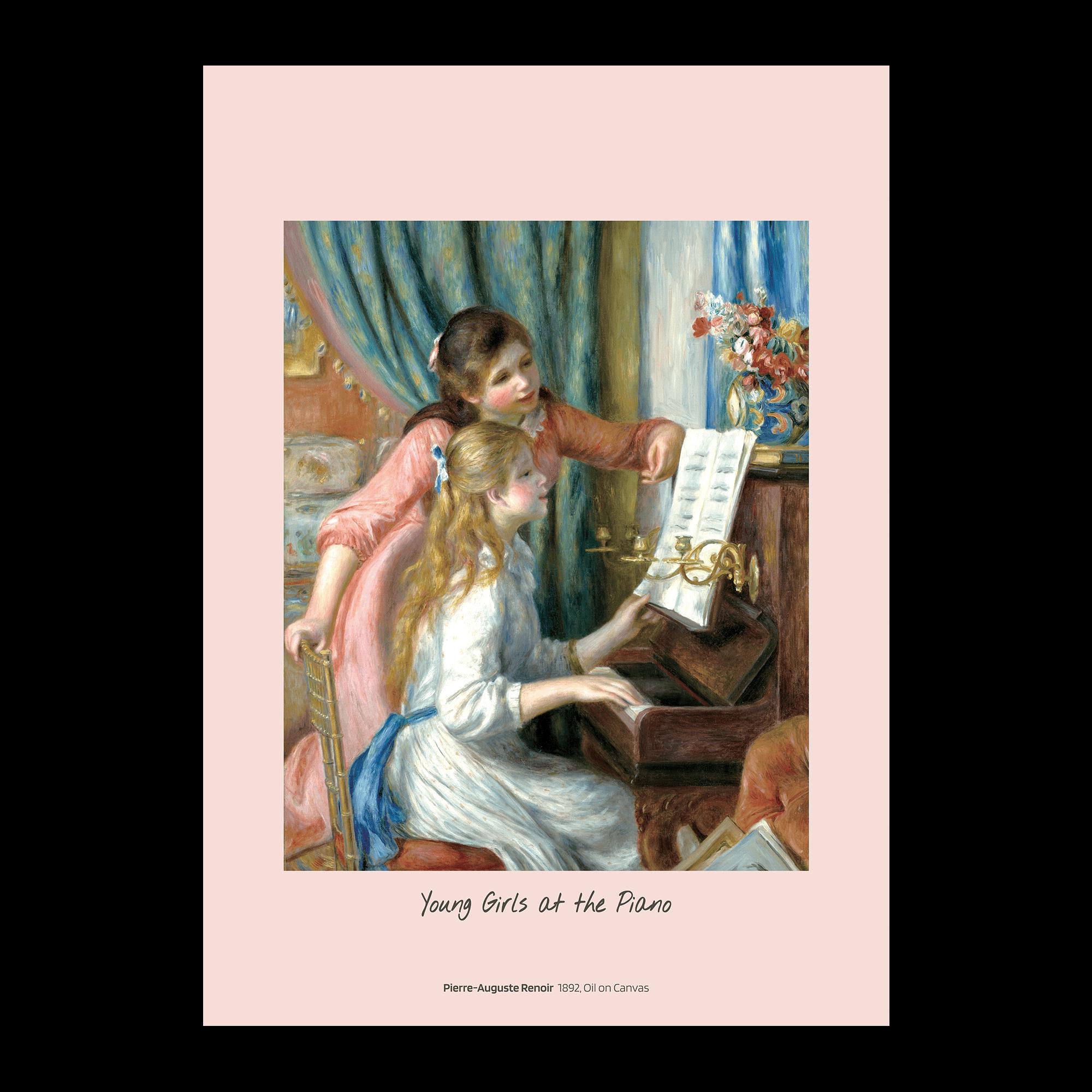 Tableau Toile « Deux Jeunes Filles Au Piano » De Renoir – Prêt à Accrocher, Cadre Bois, Neuf