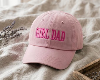 Girl Dad Puff Embroidered Dad Hat, Trendy Minimal Baseball Cute Father Gift, Adjustable Everyday Hat for Dad