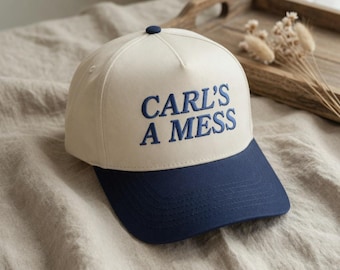 Carls a Mess Embroidered Retro Trucker Cap, Funny Summer Fan Gift, Vintage Distressed Snapback, Viral Dad Hat