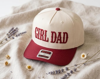Girl Dad Embroidered Trucker Cap, Two-Tone Cotton Hat Funny Gift for Girlfriend, Father's Day Gift