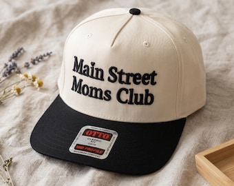 Main St Moms Club Embroidered Hat, Trendy Retro Streetwear Hat, Cute Mama Gift Vintage Baseball Cap