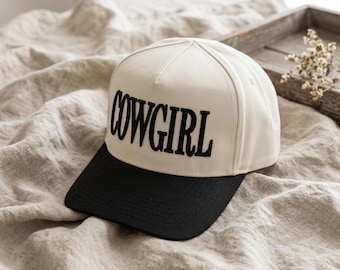 Cowgirl Trucker Hat, Embroidered Western Hat, Country Concert Cap, Rodeo Festival Hat, Vintage Cowboy Snapback