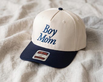 Boy Mom Trucker Hat, Embroidered Mama Cap, Retro Mesh Snapback, Motherhood Gift, Trendy Casual Accessory, Everyday Streetwear