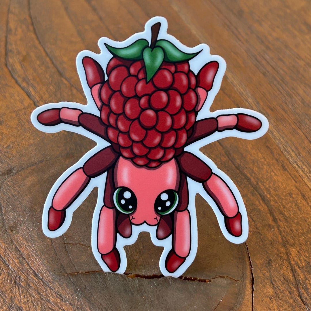 Spider Rasberry Raspberry Spider Sticker | Cute Kawaii Berry Fruit Vinyl Decal | Food ...