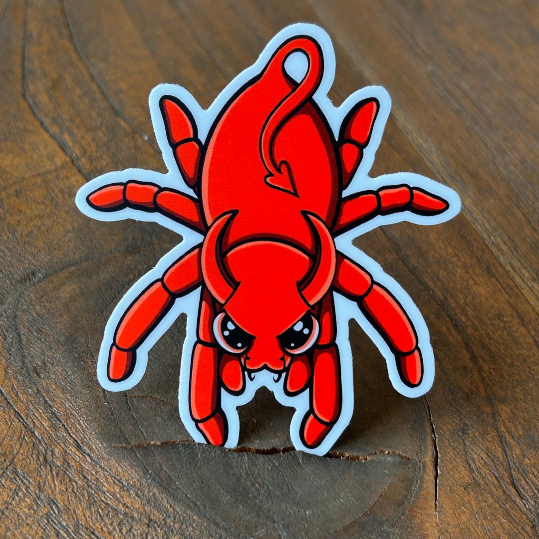 Hand Drawn Original Sticker Cute Devil Sticker, Weatherproof Sticker ...
