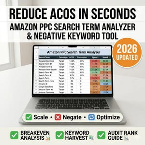 Analisador de termos de pesquisa do Amazon PPC - Ferramenta de pesquisa de palavras-chave negativas para FBA - Planilha de otimização ACOS - Planilhas Google do Gerenciador de Campanhas de Anúncios