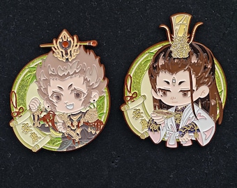 Dragon Boat Erlang Shen and Wukong Glitter Enamel Pin Black Myth Wukong Fanart