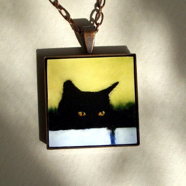 Black Cat Necklace - art pendant