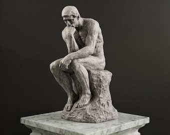 Die Denker-Statue – Replik einer Auguste-Rodin-Skulptur – Philosophische Kunstdekoration – Figur in Steinoptik