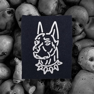 Handmade Doberman Spiked Sew On Patch, Dark Art Dog, Punk Battle Vest Jacket