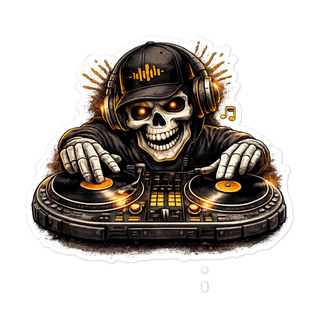 DJ Skull Turntable Sticker – Scratch DJ Laptop Decal for Djs, Hip Hop ...