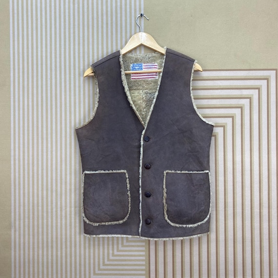 J.Press, Vintage J press Red Label Shearling Vest Jacket