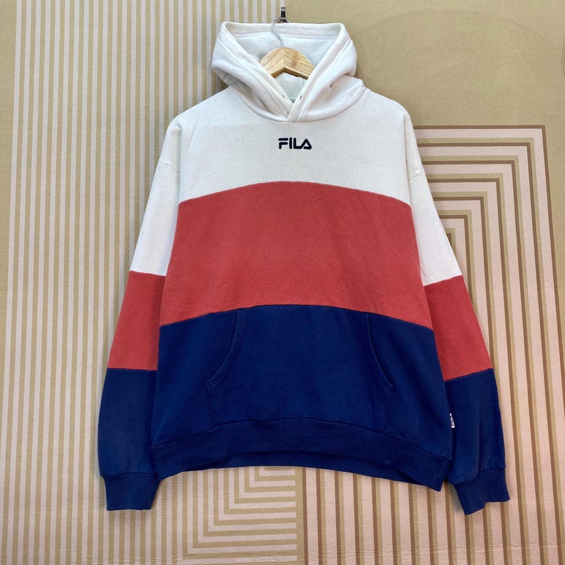 Vintage Fila Colorblock Center Logo Hoodie bild 1