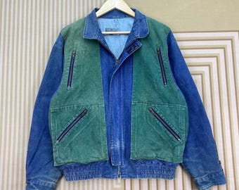 Chaqueta bomber con diseño vintage Alberni Colorblock inspirada en Issey Miyake