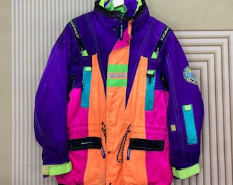 vintage 90s Phenix Triple Ventilation System neon color block ski jacket