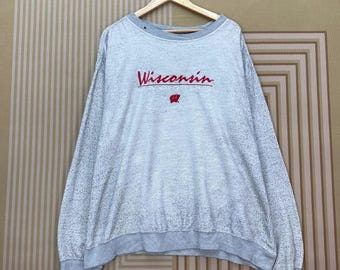 Sudadera vintage de cuello redondo de los Wisconsin Badgers