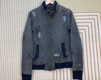 Sabotage distressed damage Style Zip Up Jacket