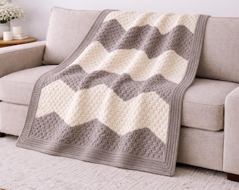 Alpine Chevron Blanket - Crochet Pattern, Crochet Blanket, Chunky Blanket, Alpaca Blanket, Winter Blanket, Rustic Blanket, Textured Crochet