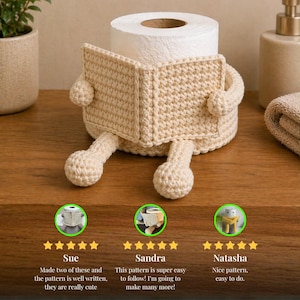 Patrón de ganchillo para portarrollos de papel higiénico en PDF - Patrón de ganchillo para decoración de baño, Patrón de ganchillo en PDF, Patrón de amigurumi para portarrollos de papel higiénico