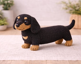 Dackel Häkelanleitung - Häkel Dackel, Amigurumi Dackel, Häkelhund Muster, Dackel häkeln, Hunde Muster, Welpe gehäkelt