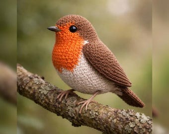 Patrón de ganchillo realista de un petirrojo: tutorial de amigurumi de ave del bosque (descarga digital)