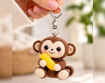 Affen Schlüsselanhänger Häkelmuster - Amigurumi DIY Spielzeug (PDF-Muster)