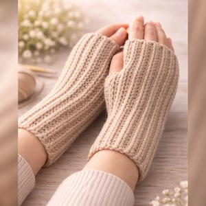 PATRÓN DE GANCHILLO - Patrón de guantes sin dedos fáciles de crochet. Calentadores de manos básicos. Descarga digital instantánea en PDF. Patrón de mitones de invierno de crochet.